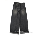 Custom Men's Print Denim Wash Distressed Jeans